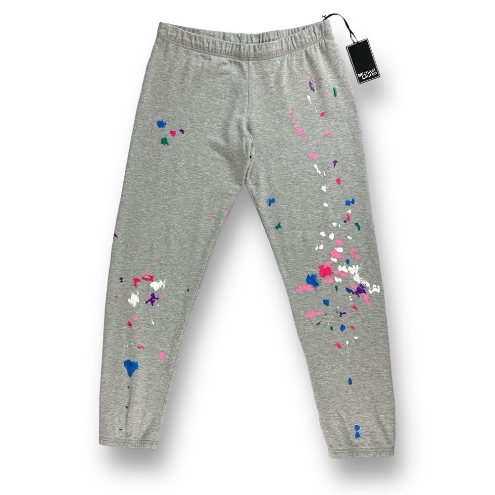 MICHAEL LAUREN Nate Splatter Paint Sweatpants in Heather Gray Size Large (NWT)